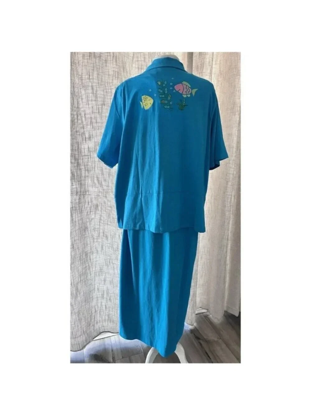 Davina Women’s Blue Embroidered Maxi Dress & Jacket Set 1X Cruise Resort Travel